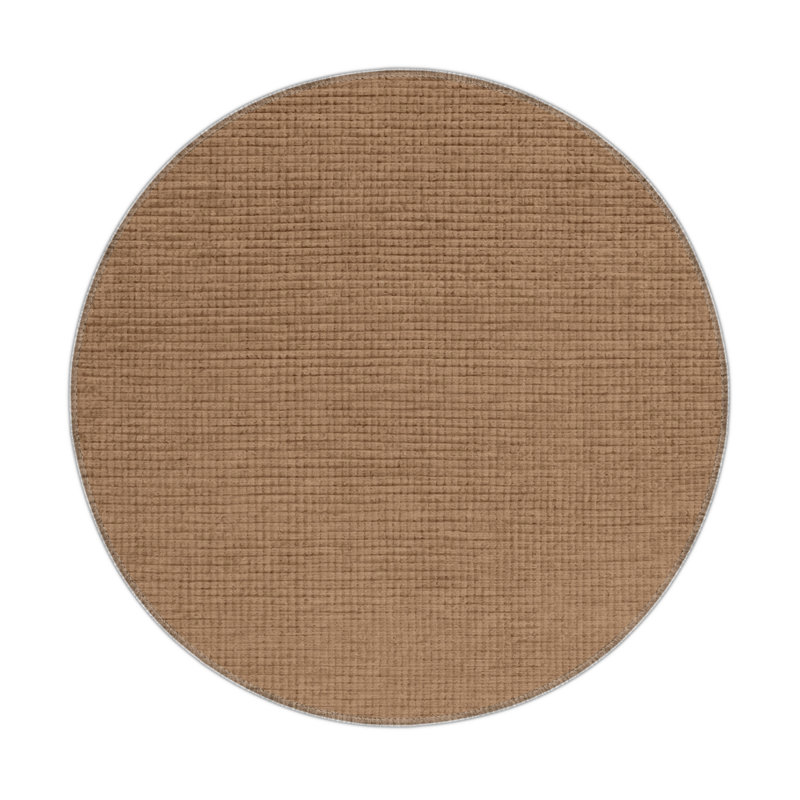 Tapis brun uni d'intérieur et d'extérieur, Rond 5 pi