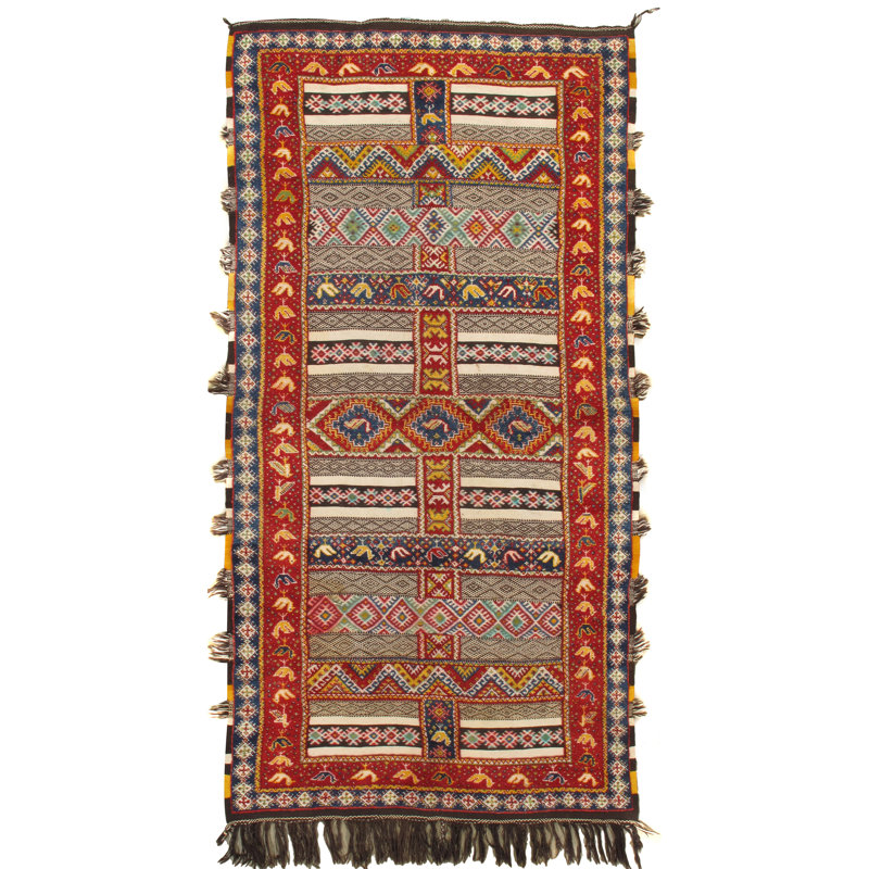 Vintage One-of-a-Kind 4'9" X 9'3" 1950s Wool Area Rug in