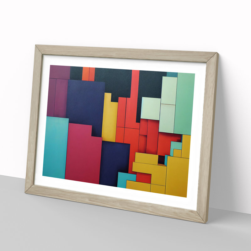 Abstract Block Colour Vol.4 - Framed Print, 46cm H x 64cm W x 2cm D, Oak