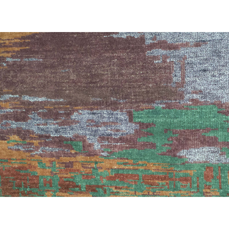 Hand-Knotted High-Quality Red and Gray Area Rug