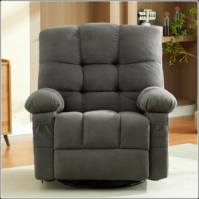 Massage Swivel Recliner Chair With Vibration And Lumbar Heating, Oversized Comfort For Adults Up To 350LBS, USB Port And Side Pocket
