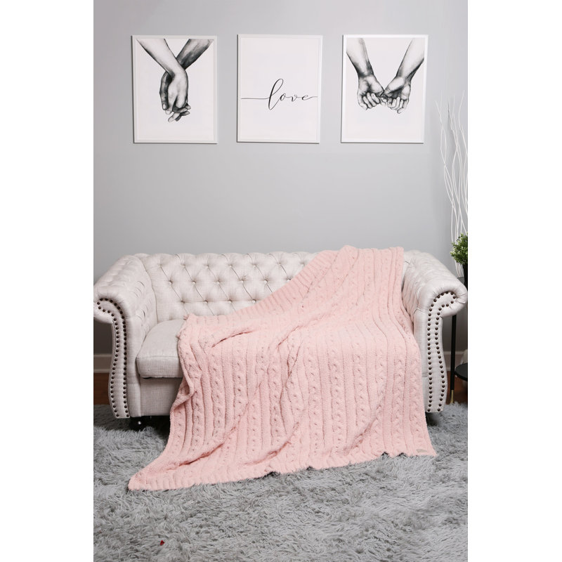 Jeté tressé torsadé luxueux , Rose