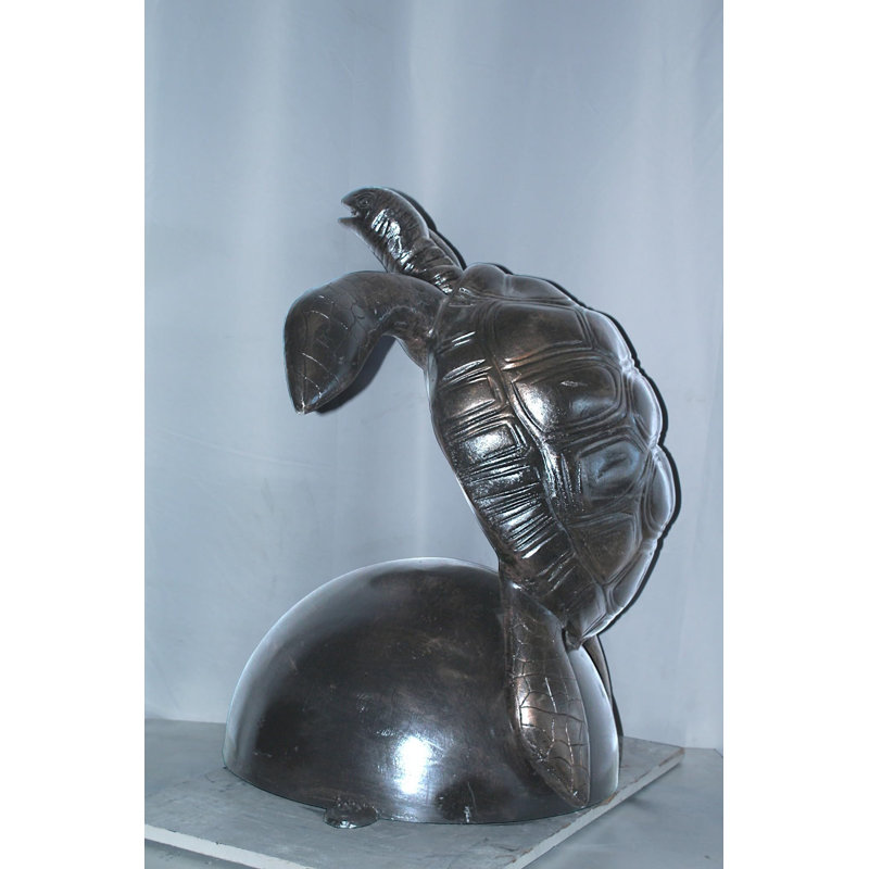 Grande sculpture statue de tortue de mer en aluminium 33 po x 24 po x H 36 po