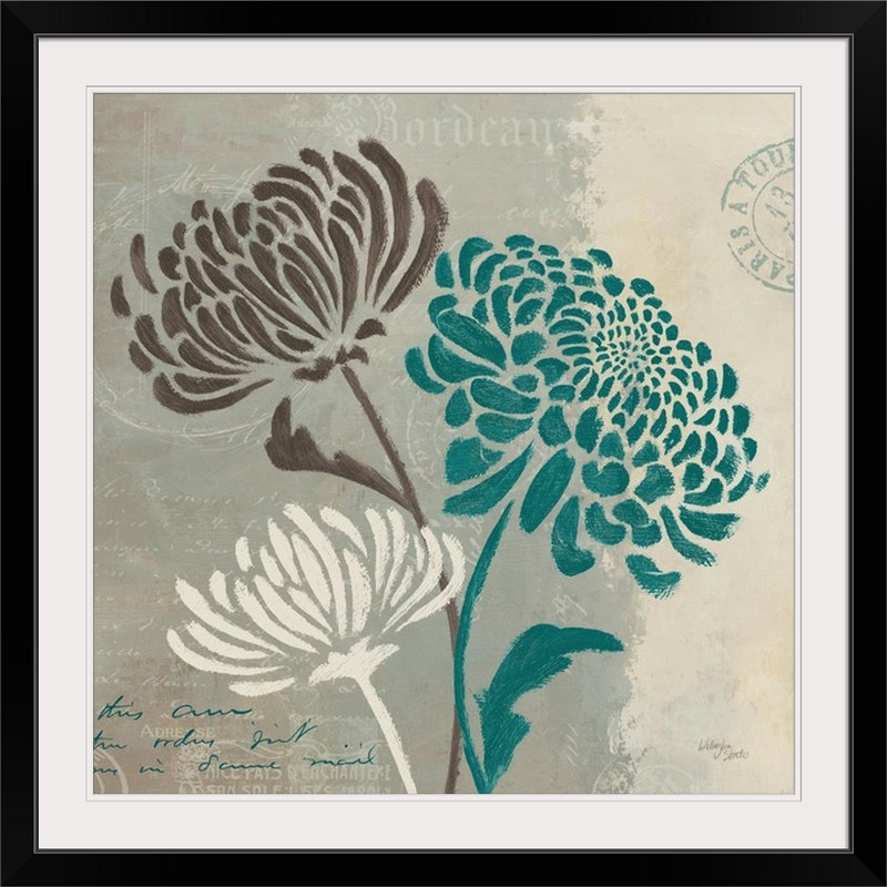 «Chrysanthemums II», impression, Cadre noir, H 24 po x l 24 po x P 1 po