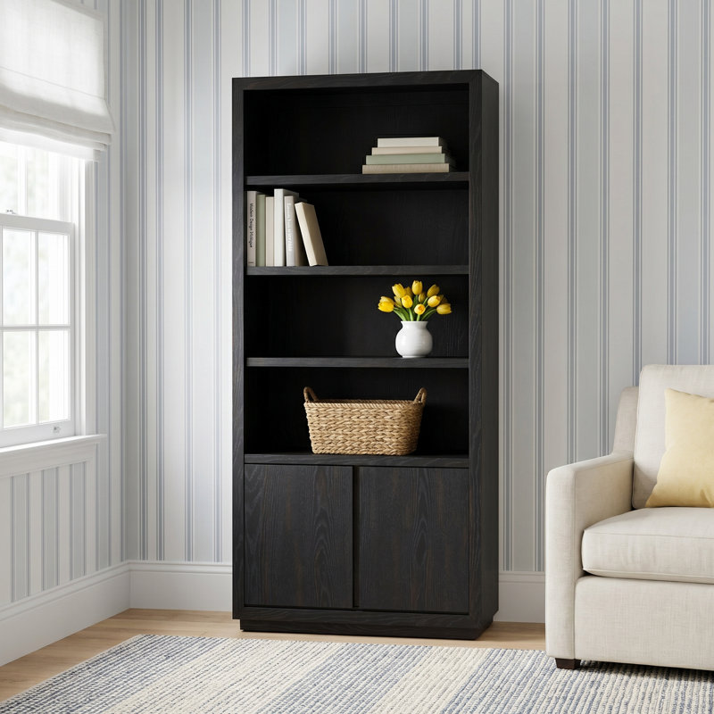 Chris 76'' H Solid Wood Standard Bookcase, Black