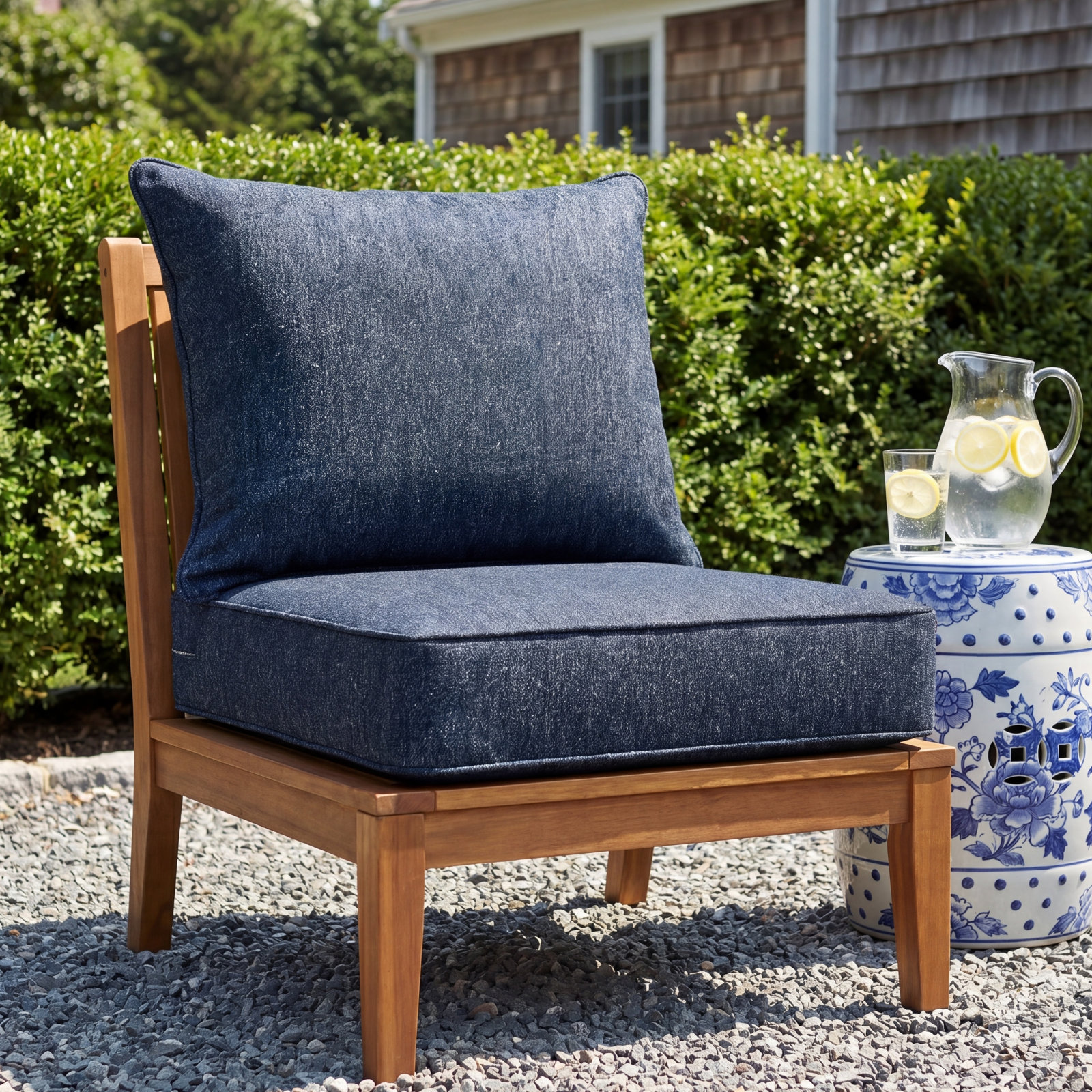 25" Sunbrella® Seat and Back Cushion, Improve Indigo Sunbrella®