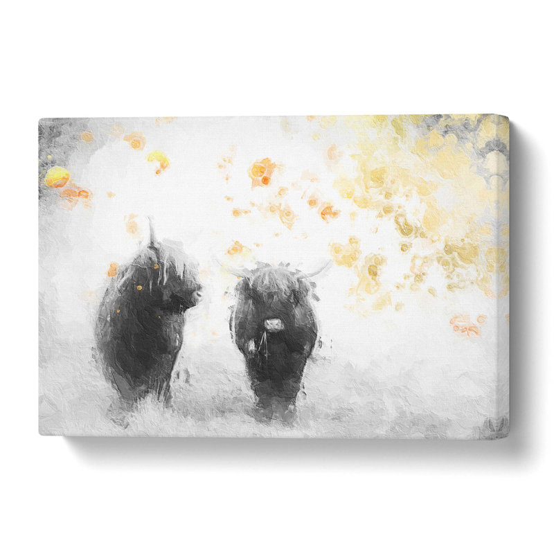 Two Highland Cows - Wrapped Canvas, 35.6 cm H x 50.8 cm W
