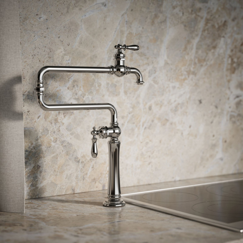 Artifacts® Single-Hole Deck-Mount Pot Filler with Extended Spout, Polished Chrome