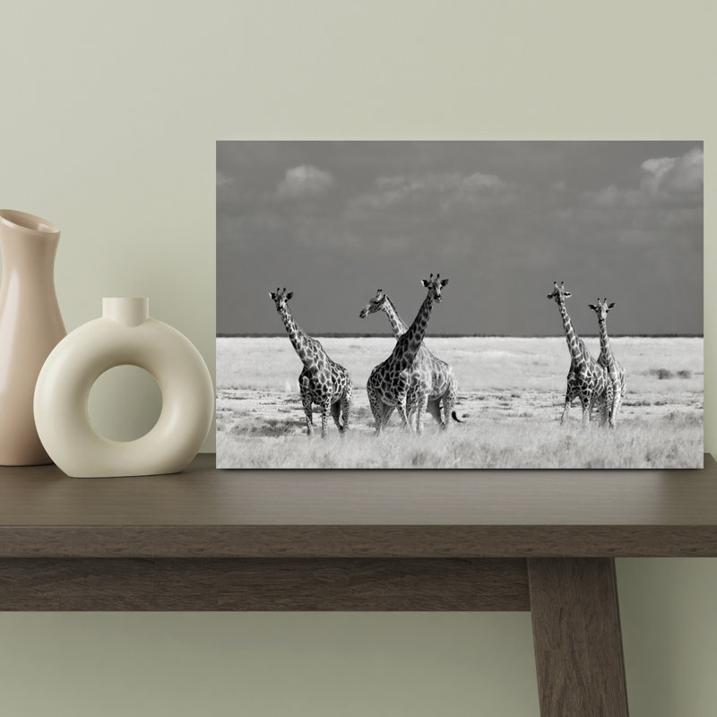 Art girafe sauvage sauvage, paysage contemporain, H 12 po x l 18 po