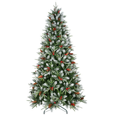 Arbre de Noël à charnière réaliste avec des branches pe + pvc enneigées, décor saisonnier festif pour une installation facile à la maison