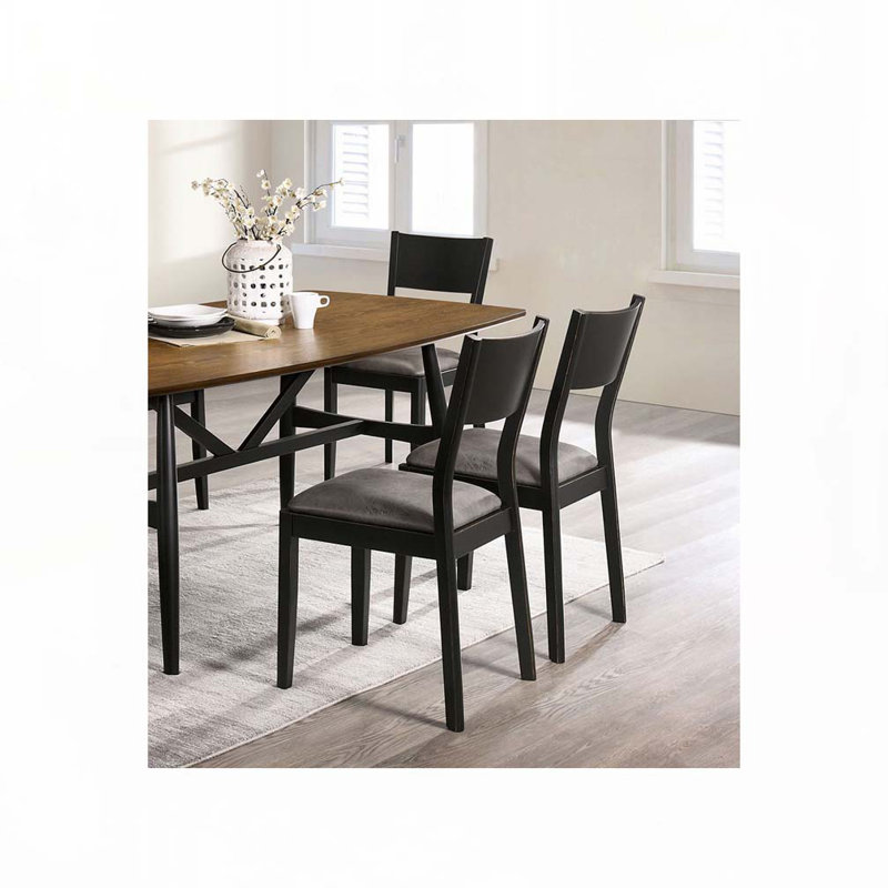 Ensemble de chaises de salle à manger rembourrées en cuir avec dossier, pieds en bois