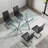 5-Piece Modern Glass Top Dining Set with 4 Upholstered Cantilever Chairs-1702072042