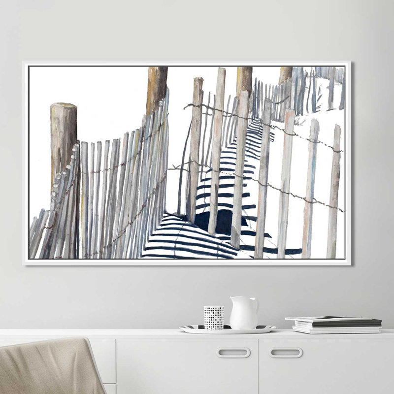 «Shadows of Paradise», reproduction de peinture à l'aquarelle, H 27,5 po x l 43,5 po x P 2 po, Cadre flottant blanc