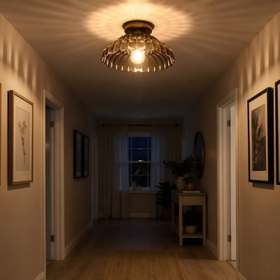 Modern 1-Light Flush Mount with Smoke Gray Glass Shade