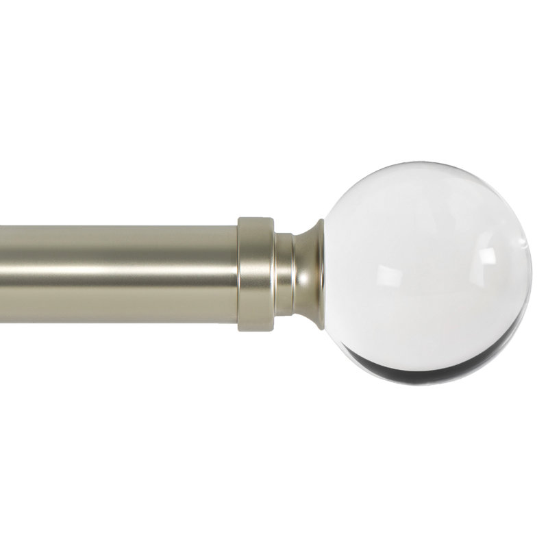  Tringle à rideaux pour fenêtre Drapery traitement - boule acrylique 1 pouce 72 à 144 pouces Nickel satiné, 72" - 144"
