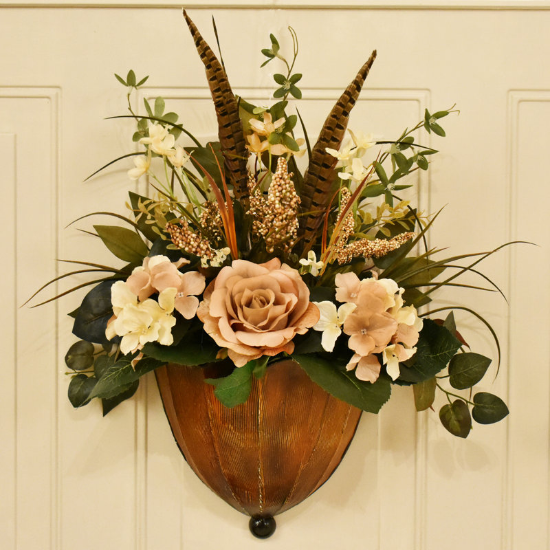 Faux Silk Mixed Assortment Wall Panel Arrangement in Planter