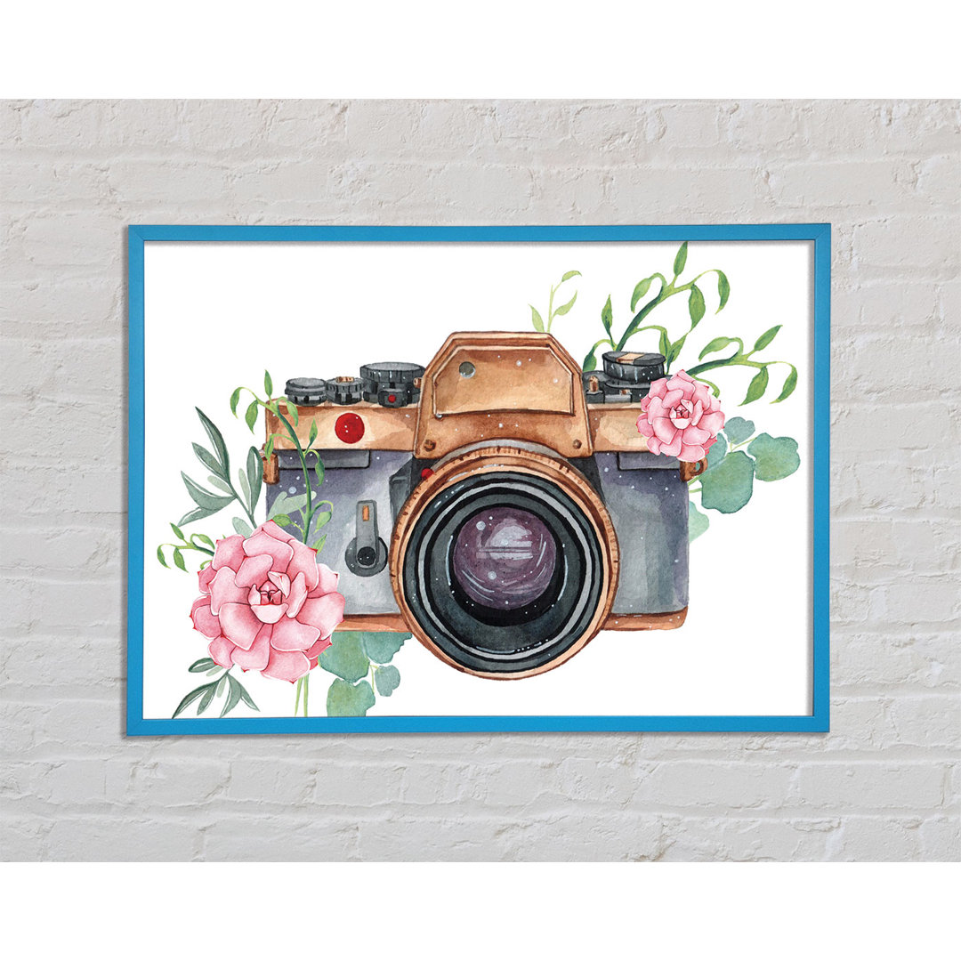 Gerahmtes Leinwandbild Vintage Camera Floral