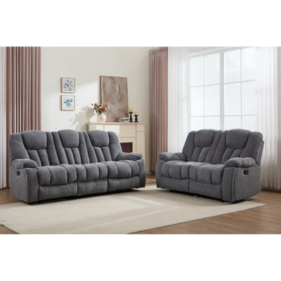 Quiteris 2-Piece Microfiber Upholstered Manual Reclining Living Room Set