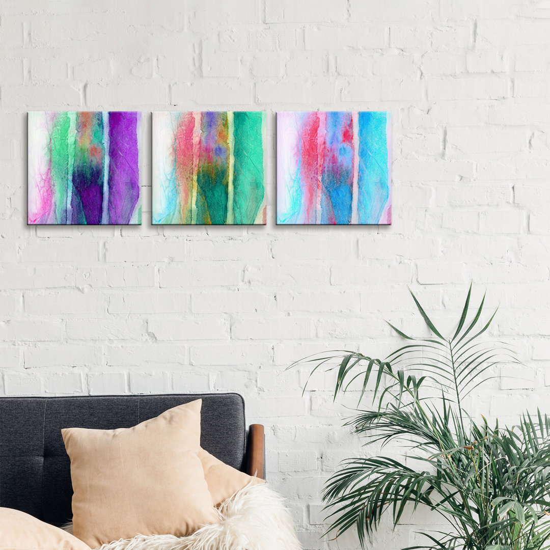 'Skein Triptych' 3 Piece Painting Set on Wrapped Canvas