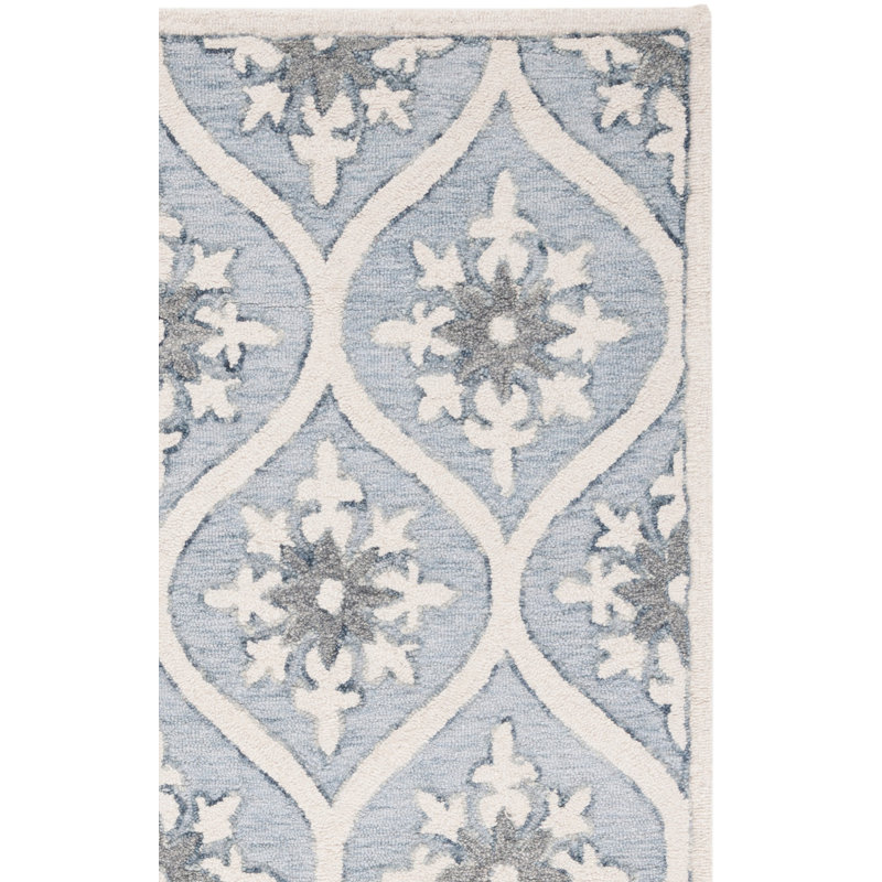 Tapis gris en laine et coton touffeté à la main Griswalda, Rectangle 5 pi x 8 pi
