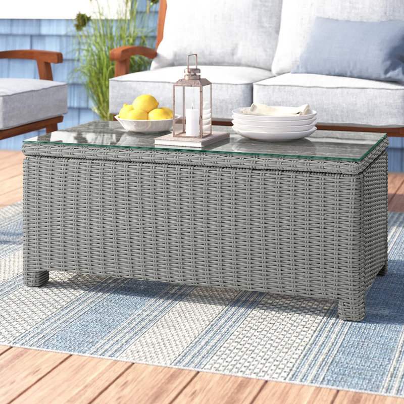 Table basse en osier Leandra, Gris