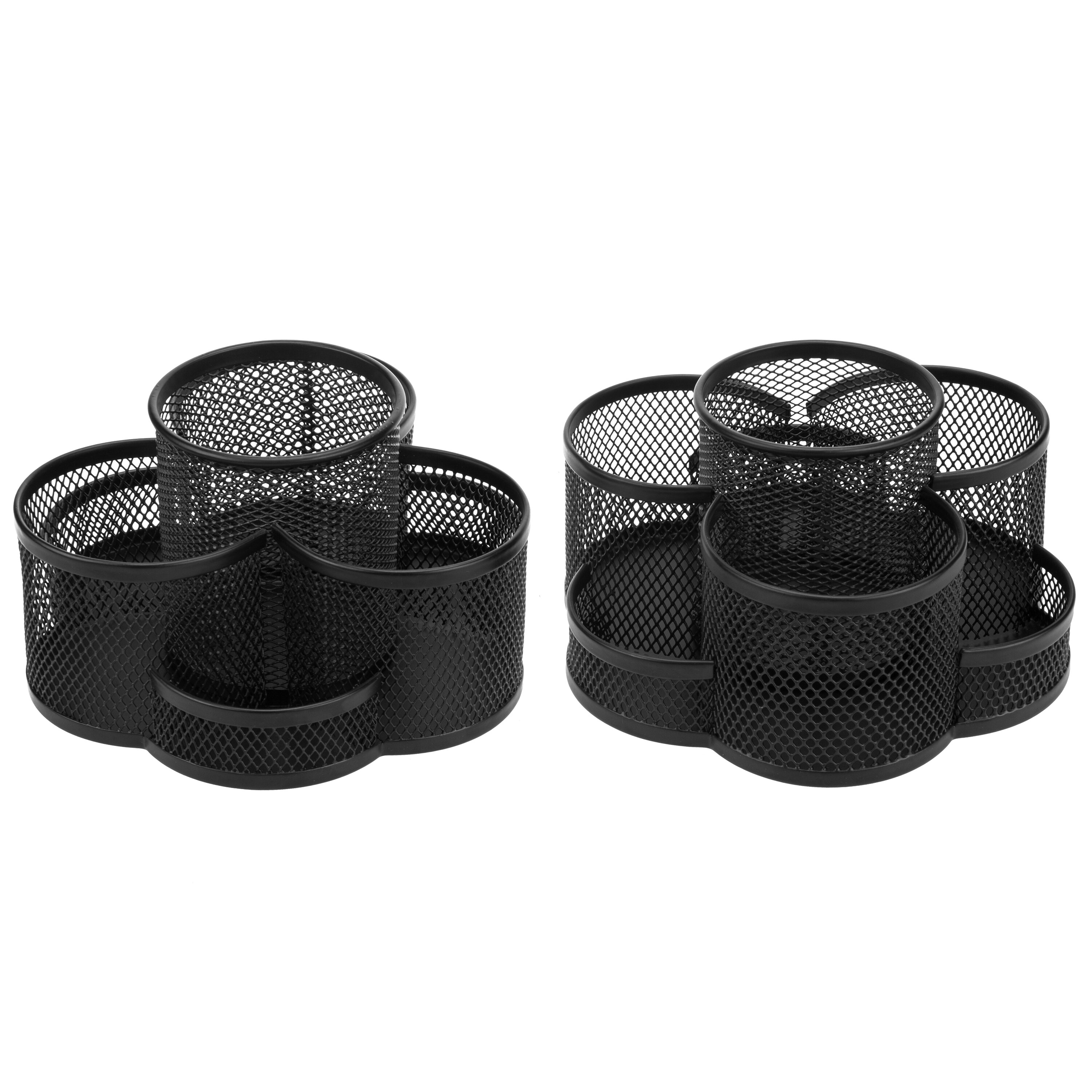 Rotating Black Metal Mesh 7 Compartment Desktop Office Supplies Storage Organizer Caddy Rack