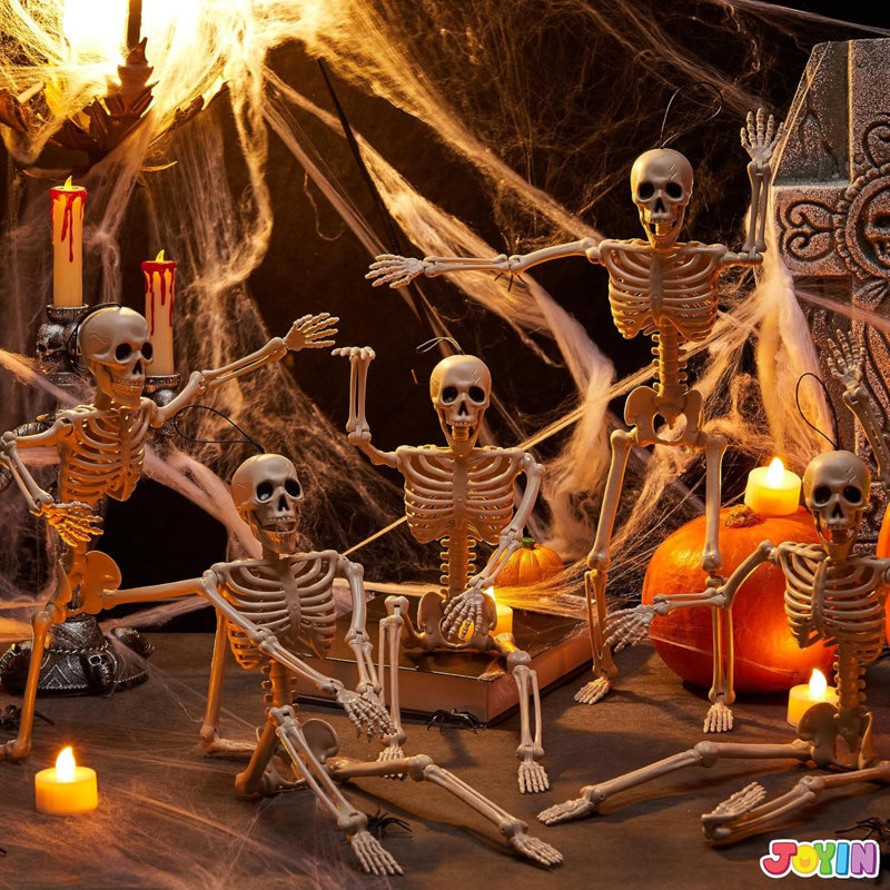 5 PCS Posable Halloween Skeletons Full Body