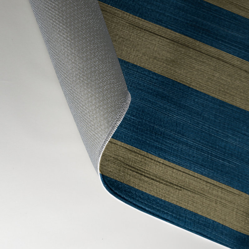 Tapis intérieur / extérieur bleu HorizontalStripes, Rectangulaire 3 pi x 5 pi