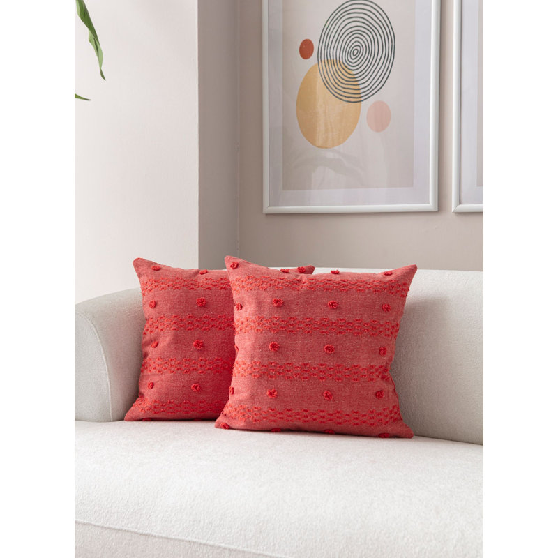 Ensemble de housse de coussin rouge vif (2 pièces), 16,9 po x 16,9 po | 100% polyester, durable et lavable à la machine | Tissu doux avec une densité de 100 g / m², parfait pour le décor du salon et de la chambre à coucher, élégant et confortable