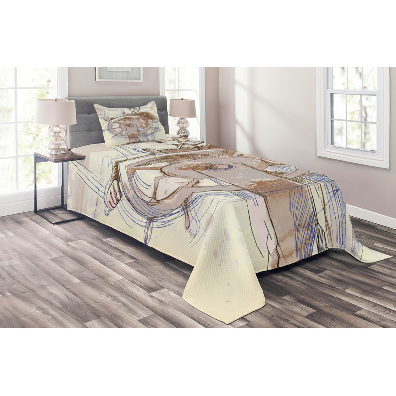 Coastal Polyester Coverlet, Twin Bedspread + 1 Sham