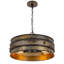 Lustre 3 lumières, conception tambour industriel, patine bronze vieilli, 20 pouces-125317848-125317849