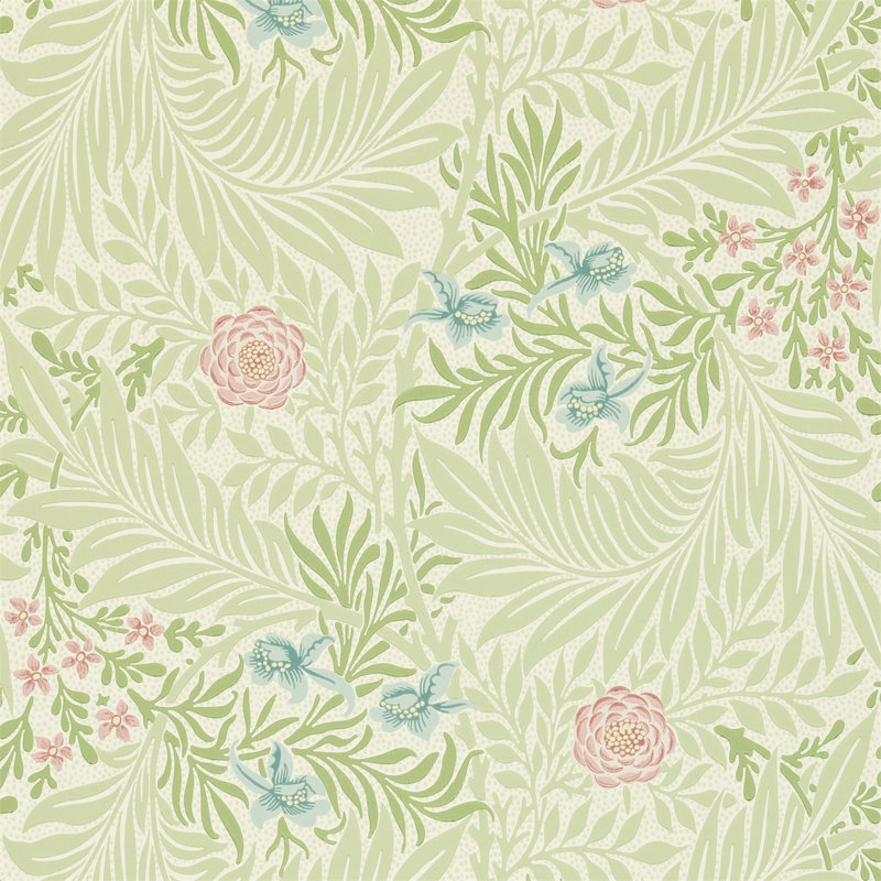 Larkspur Wallpaper, Green/Coral
