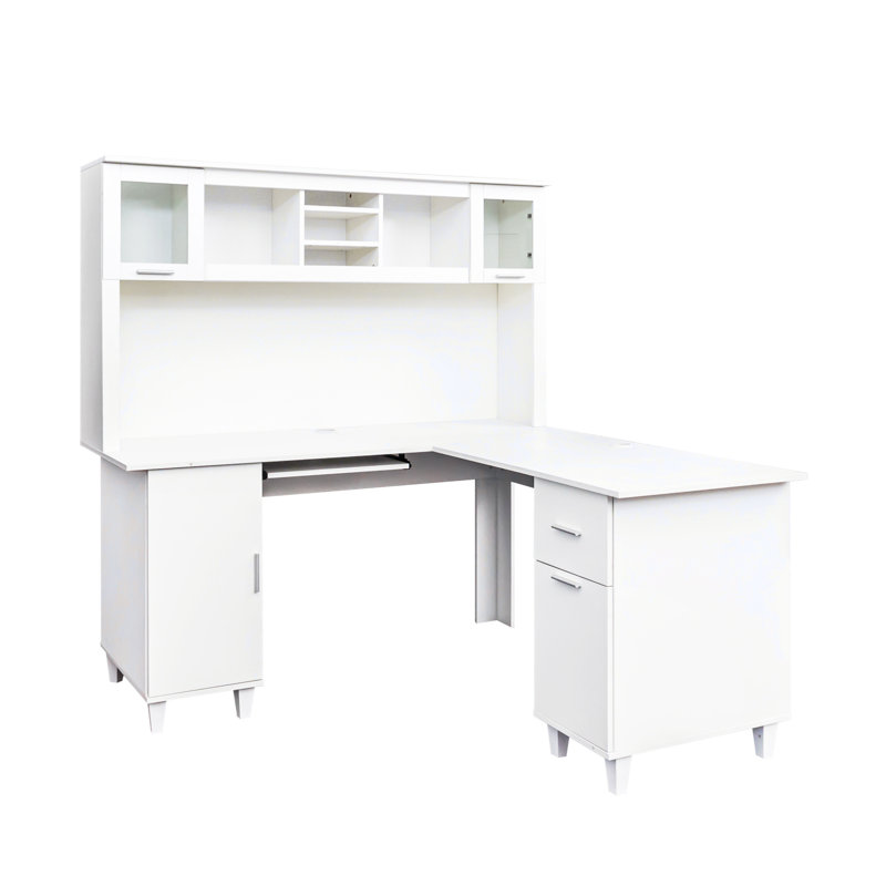 Versatile Home Office Computer Desk with Abundant Storage Options 60.04*60.04*62.99Ample Storage Space Coming with 2-tier open shelf，1 large drawer and 4 cabinet