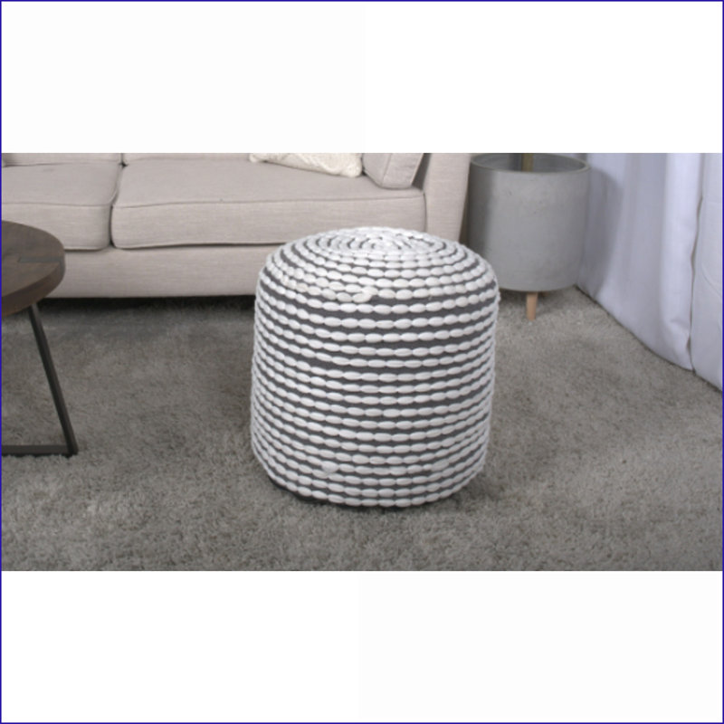 Pouf, intérieur cylindrique fabriqué à la main résistant à l'eau, blanc neige | Tissu imperméable | Blanc, Blanc