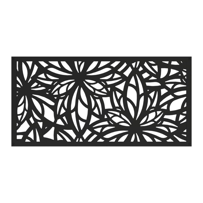 Freesia Black Decorative Screen Panel with Framed Lattice