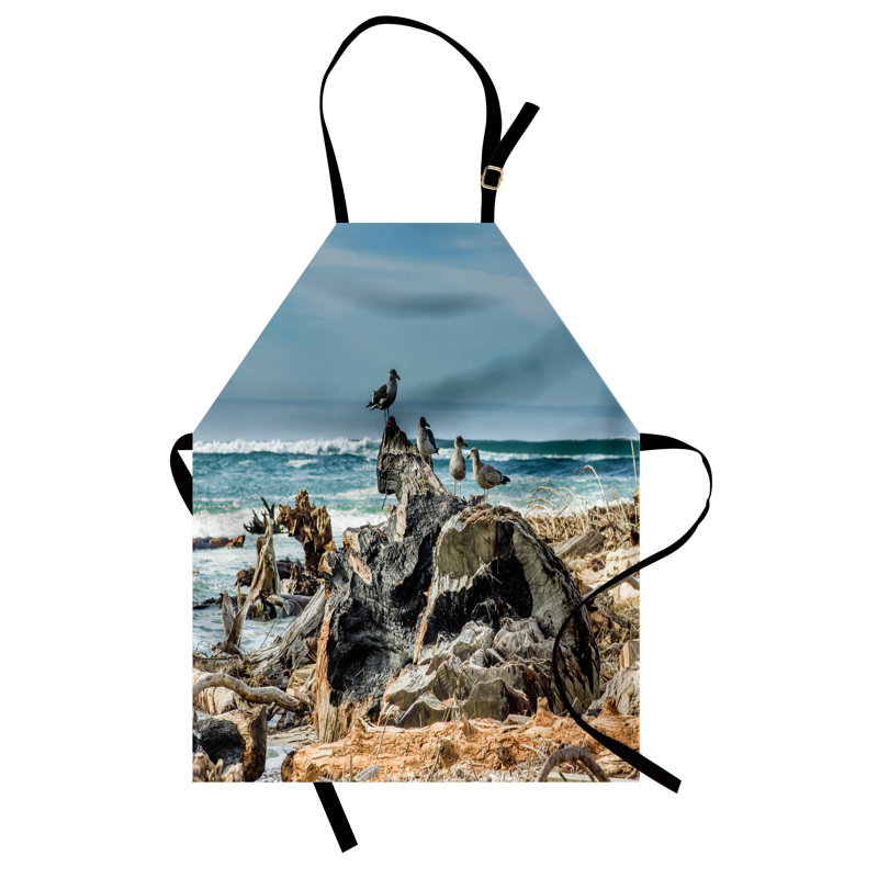 Tablier numérique East Urban Home unisexe, mouette Driftwood Shore, taille adulte, bleu