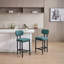 Tabouret de bar rembourré en tissu avec pieds en métal noir pour salle à manger / îlot de cuisine / bar-764408394