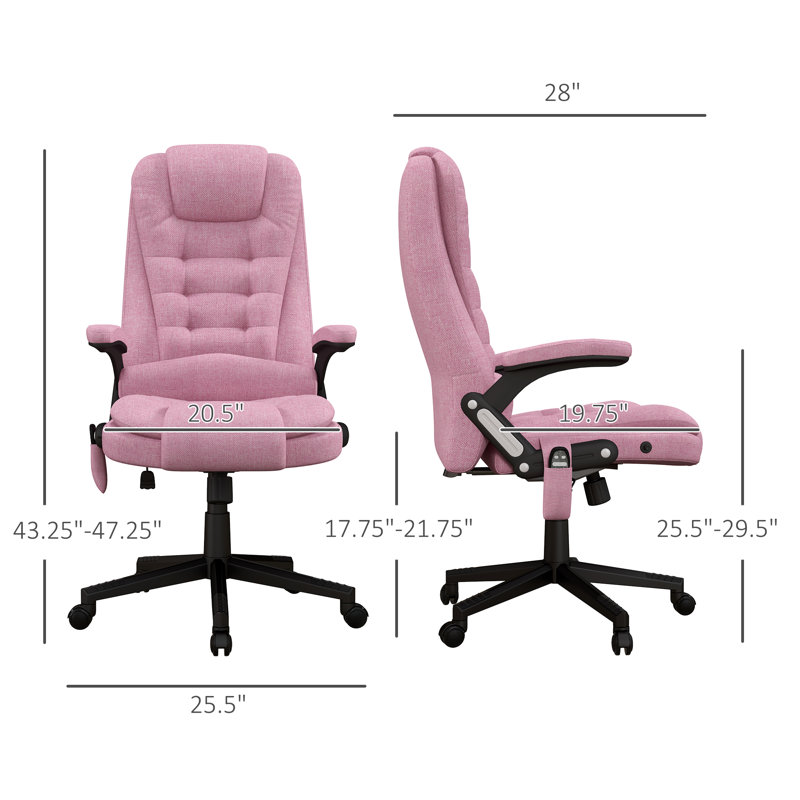 Polyester Blend Executive Chair with Headrest, Pink