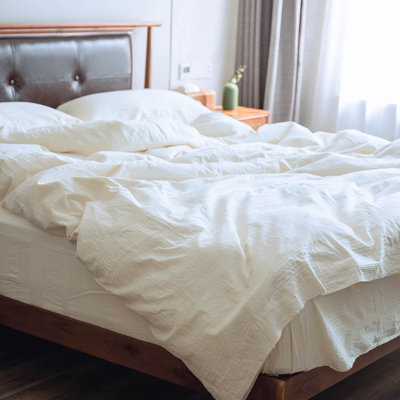Natural White Standard Cotton 600 TC 3 Piece Duvet Cover Set