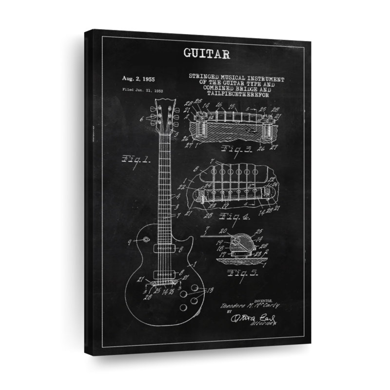 «Guitare BW», reproduction sur toile, H 51 po x l 34 po x P 1,25 po