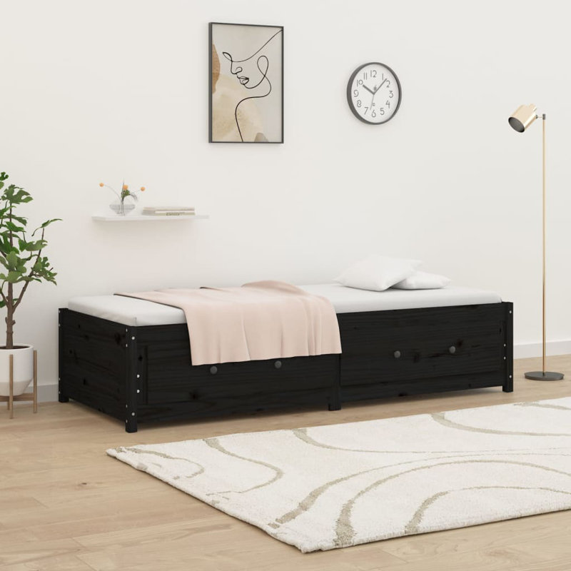 Day Bed Solid Wood, Grey, 90 x 200 cm