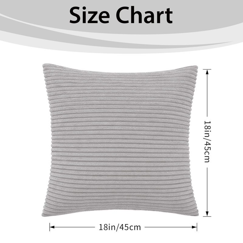 Aspire Homeware Striped Square Velvet Cushion Cover, Silver, Pack of 2