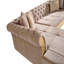 Canapé modulaire or capitonné avec revêtement en bois taupe
