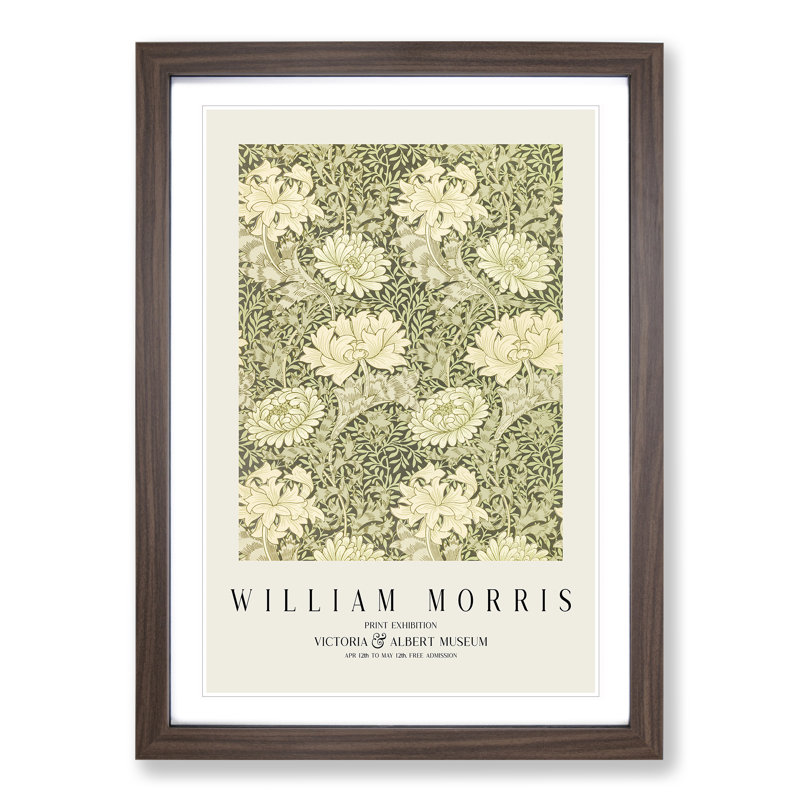 Chrysanthemum by William Morris - Picture Frame Art Prints, Walnut, 36cm H x 27cm W x 2cm D