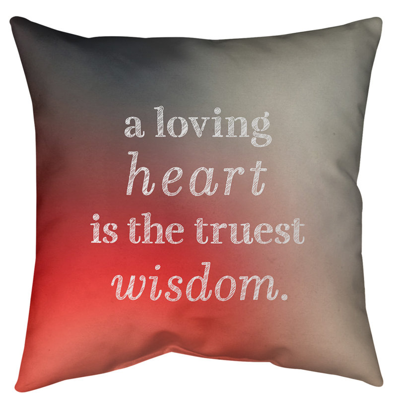 Coussin de sol amour & sagesse, H 36 po x l 36 po, Blanc/rouge