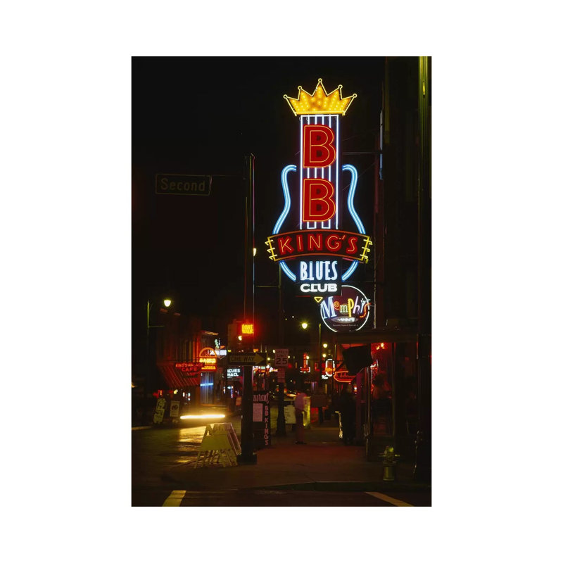 Neon Sign Lit Up At Night, B. B. King's Blues Club, Memphis - Wrapped Canvas Print, 101.6 cm H x 66.04 cm W x 1.91 cm D