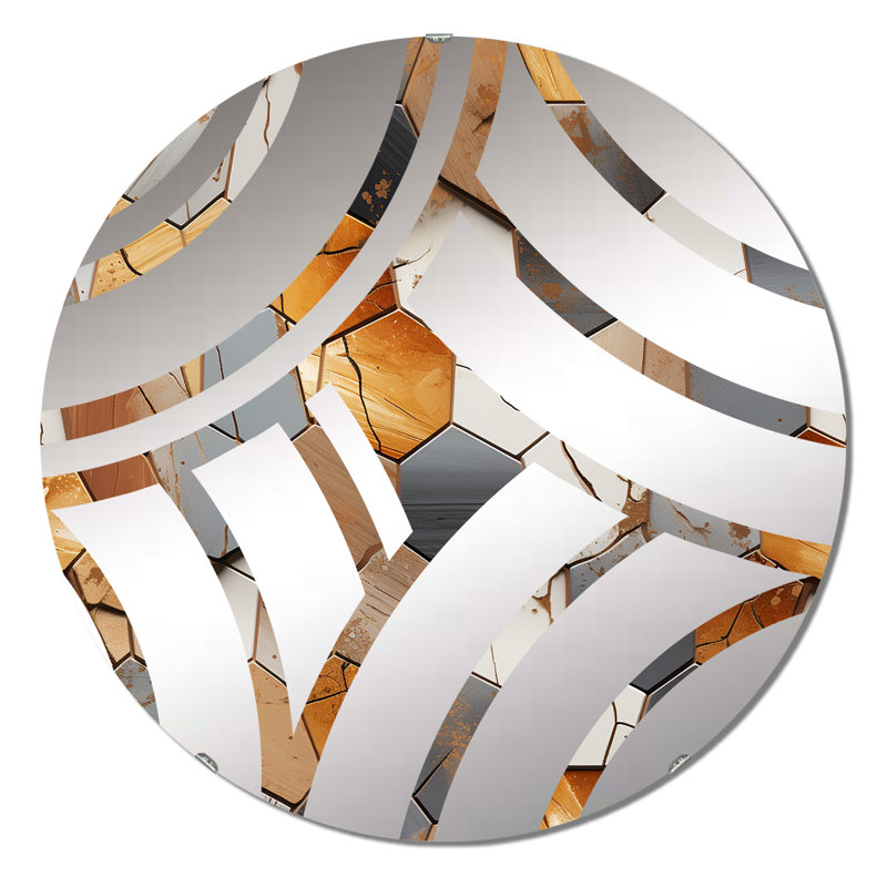 Rustic Hexagons Boho Pattern - Centre Wave Decorative Mirror, 31.4" x 31.4"