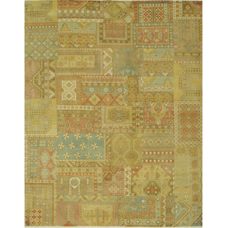 Hand Knotted Wool Geometric Area Rug in Multicolored