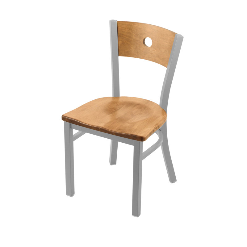 Voltaire Metal Side Chair, Anodized Nickel, Medium Maple
