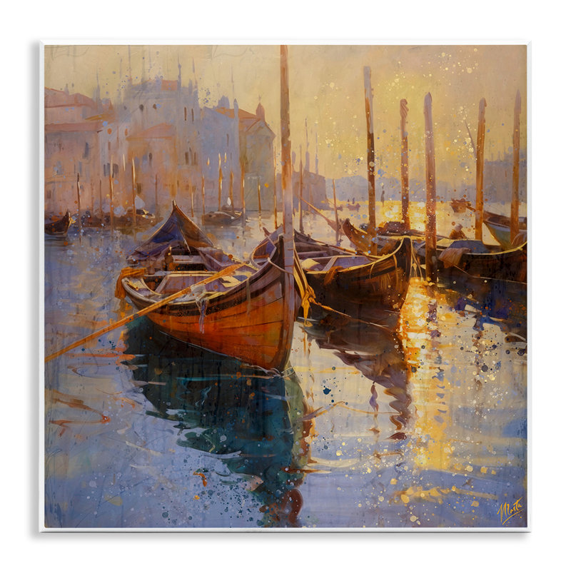 Speckled Venice Boats Wall Plaque, design by Marta Wiley